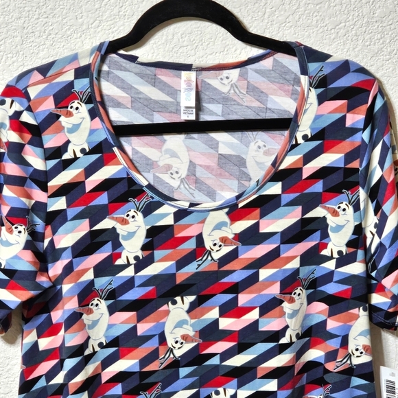 Lularoe Shirt Womens Size S Scoop Neck Short Sleeve Snowman Pullover Tunic - Picture 6 of 10